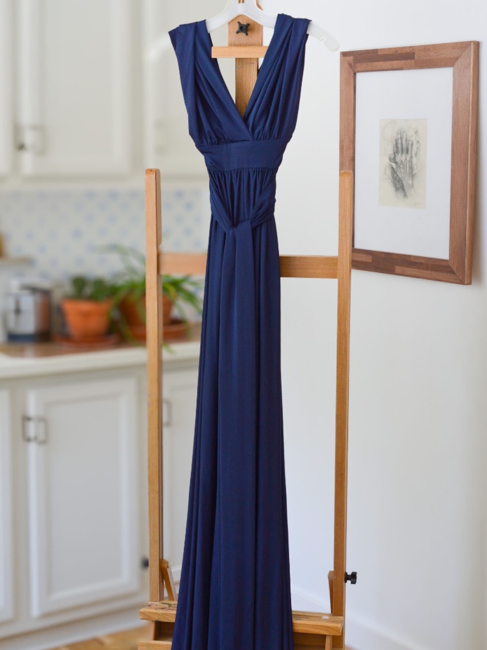 David's Bridal Versa Convertible Multi-Wear Bridesmaid Dress Navy Blue